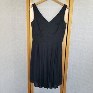 WHBM Black Midi Dress Size 10 Cotton Fit and Flare Retro Style